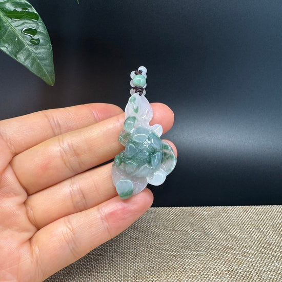 RealJade® Co. Genuine Burmese Jadeite Jade Icy Green Lotus Pendant Necklace