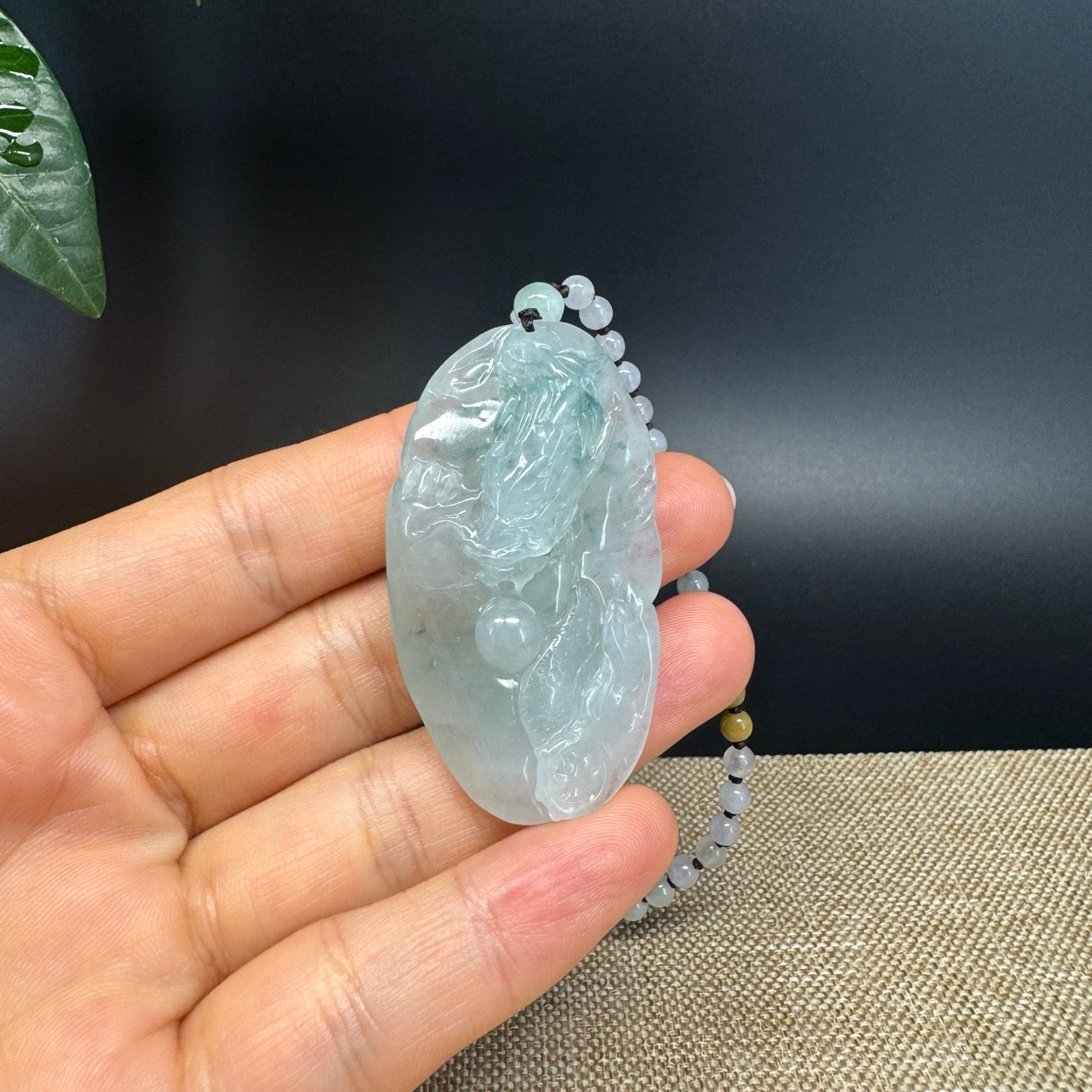 RealJade® Co. Genuine Burmese Jadeite Jade Ice Blue Dragon Pendant Necklace