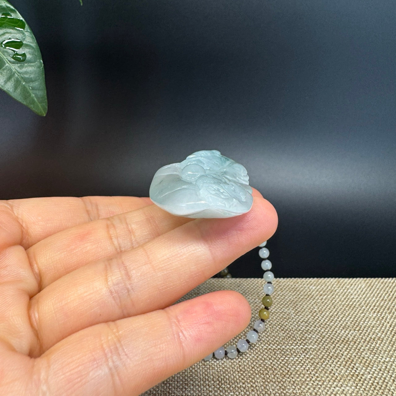 RealJade® Co. Genuine Burmese Jadeite Jade Ice Blue Dragon Pendant Necklace