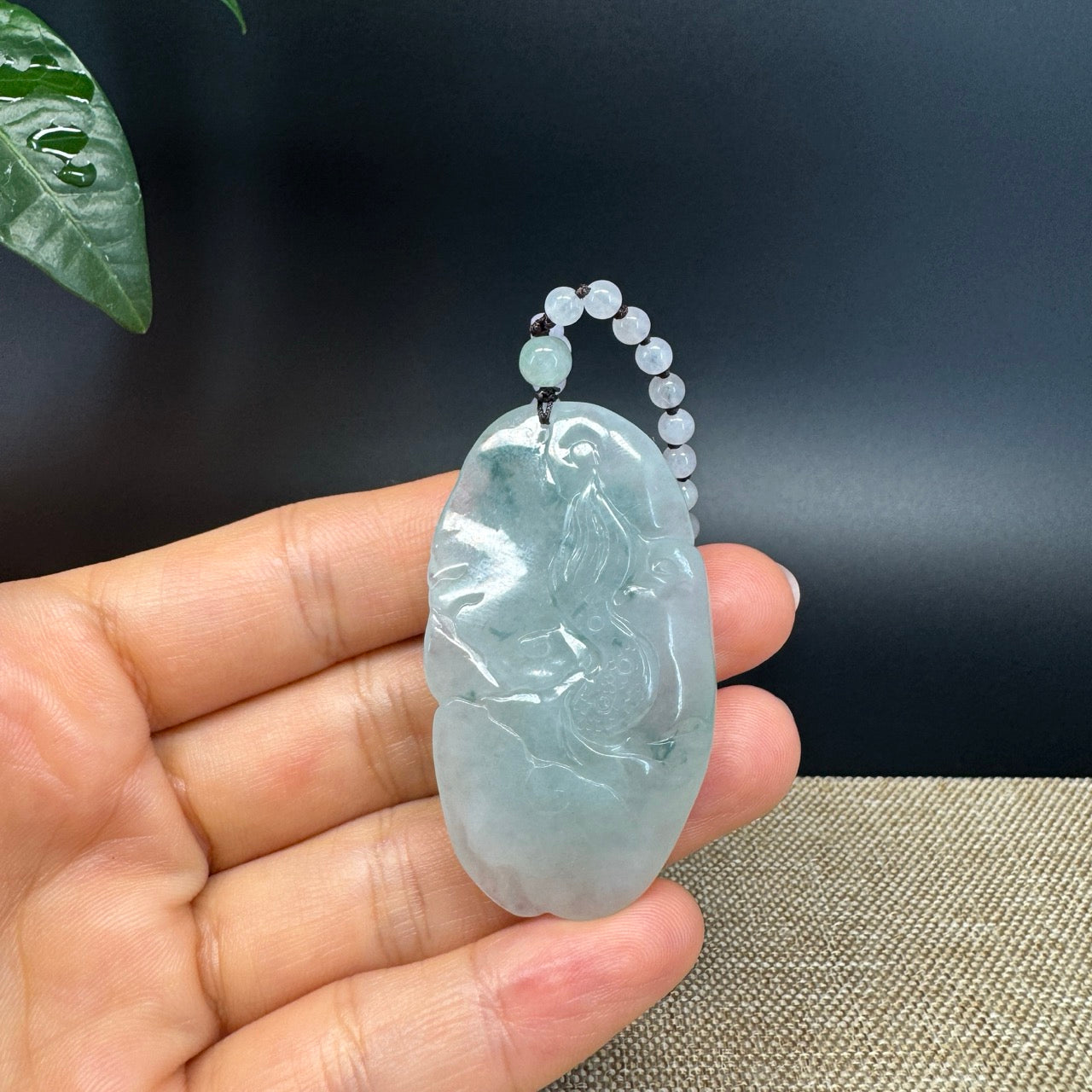 RealJade® Co. Genuine Burmese Jadeite Jade Ice Blue Dragon Pendant Necklace