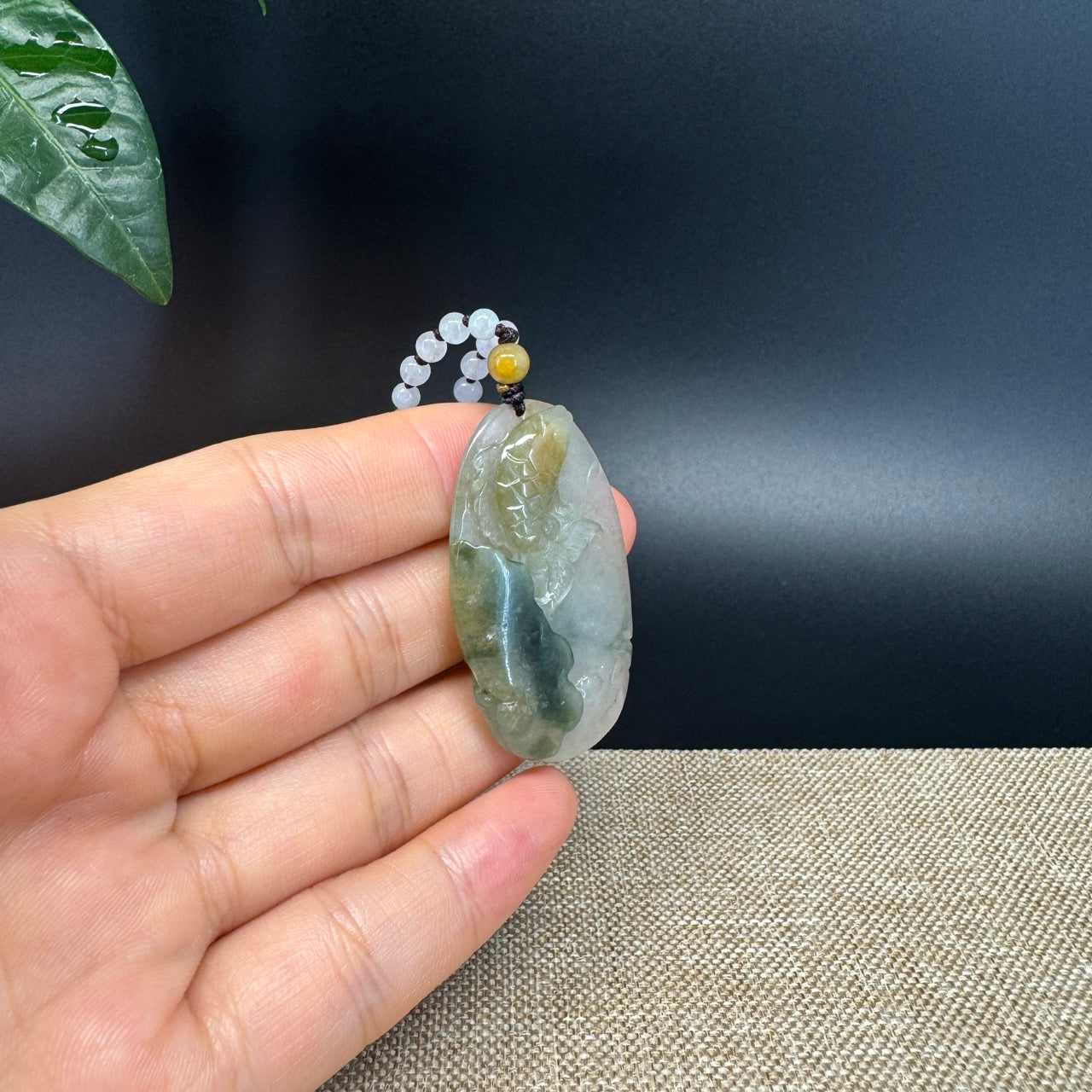 RealJade® Co. Genuine Burmese Jadeite Jade Yellow Green Fish Pendant Necklace