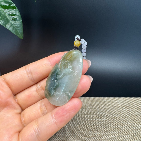 RealJade® Co. Genuine Burmese Jadeite Jade Yellow Green Fish Pendant Necklace