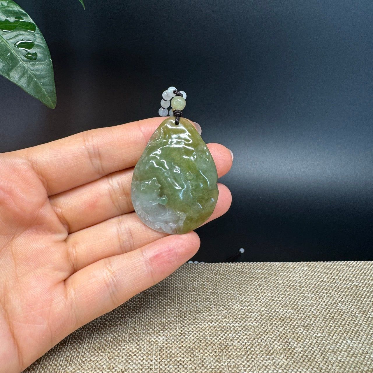 RealJade® Co. Genuine Burmese Jadeite Jade Yellow Green Fish Pendant Necklace