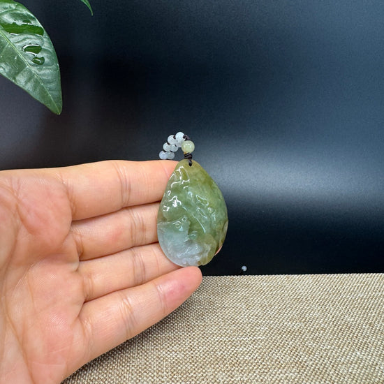 RealJade® Co. Genuine Burmese Jadeite Jade Yellow Green Fish Pendant Necklace