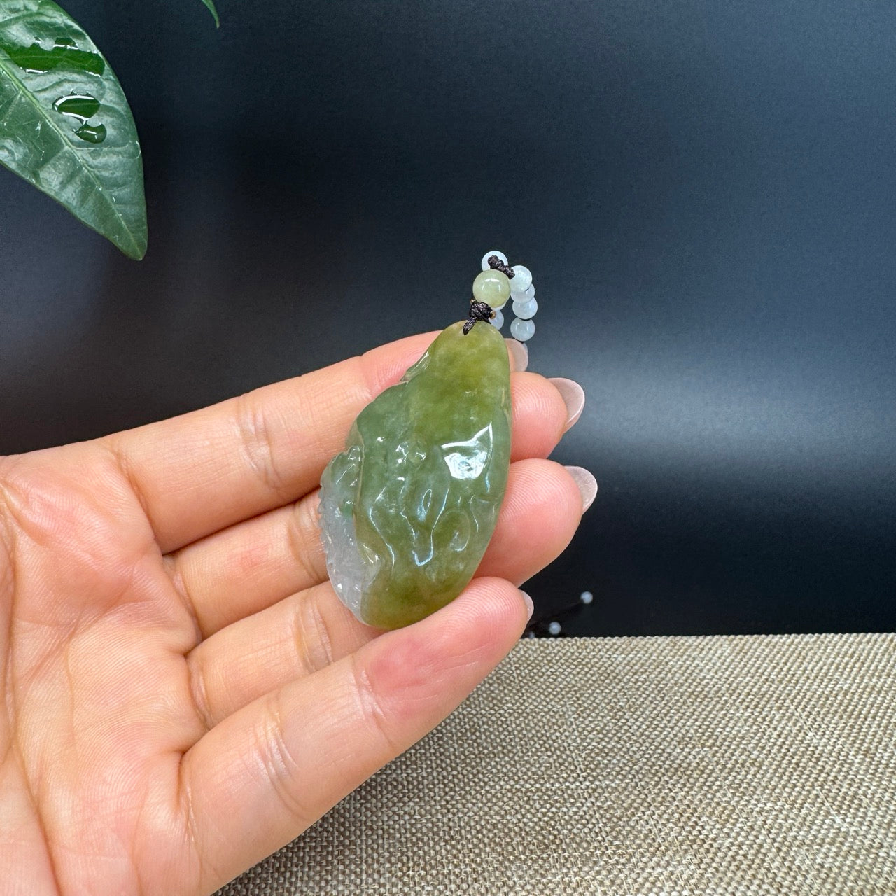 RealJade® Co. Genuine Burmese Jadeite Jade Yellow Green Fish Pendant Necklace