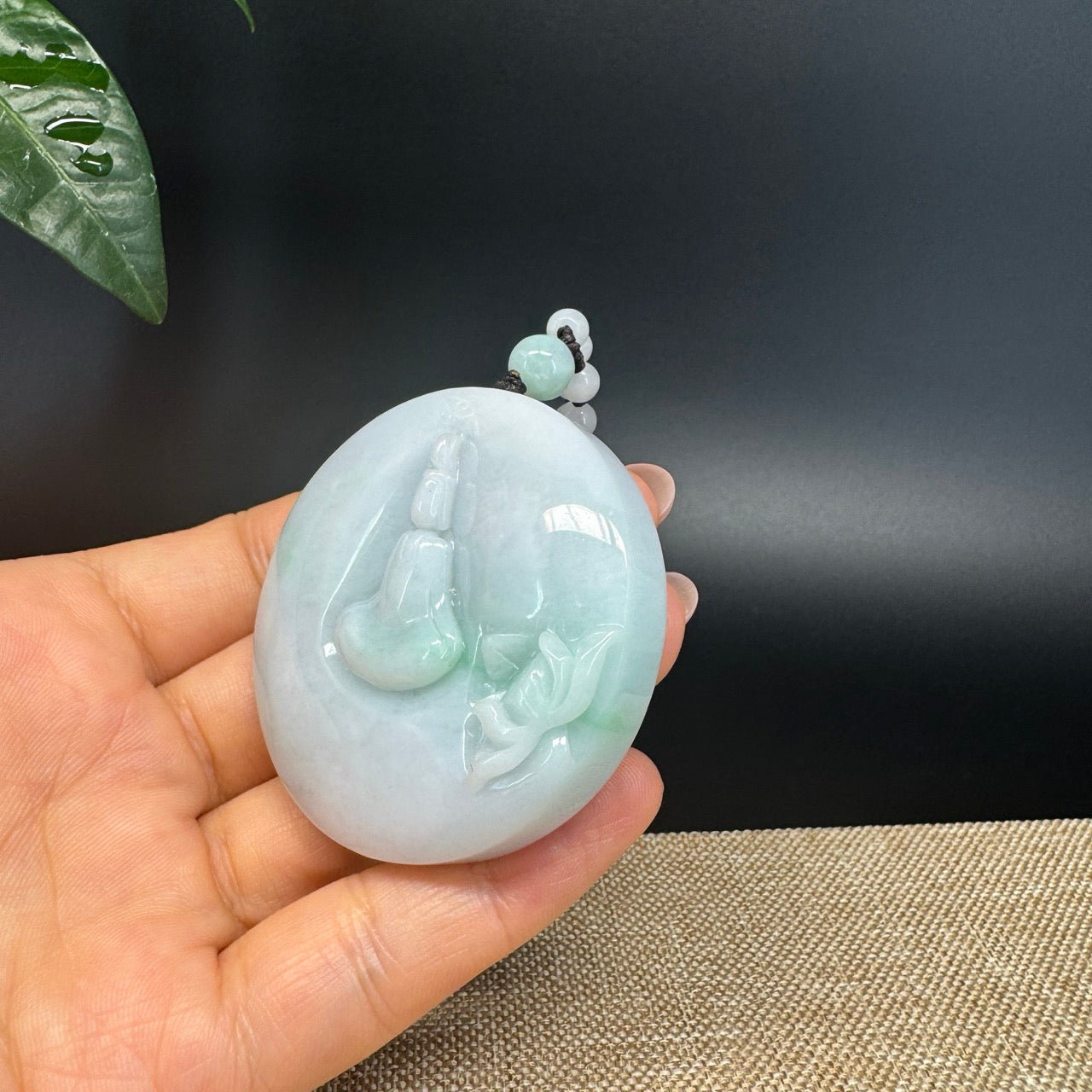 RealJade® Co. Genuine Burmese Jadeite Jade White Green Guanyin Pendant Necklace