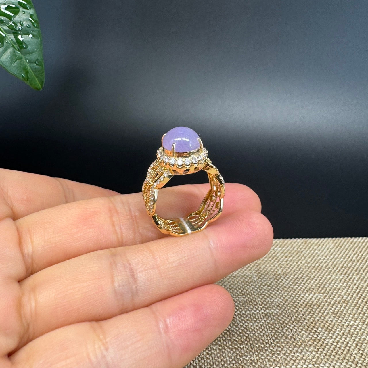 RealJade® "Signature Signet" 18K Yellow Gold  Lavender Jadeite Jade Classic Ring