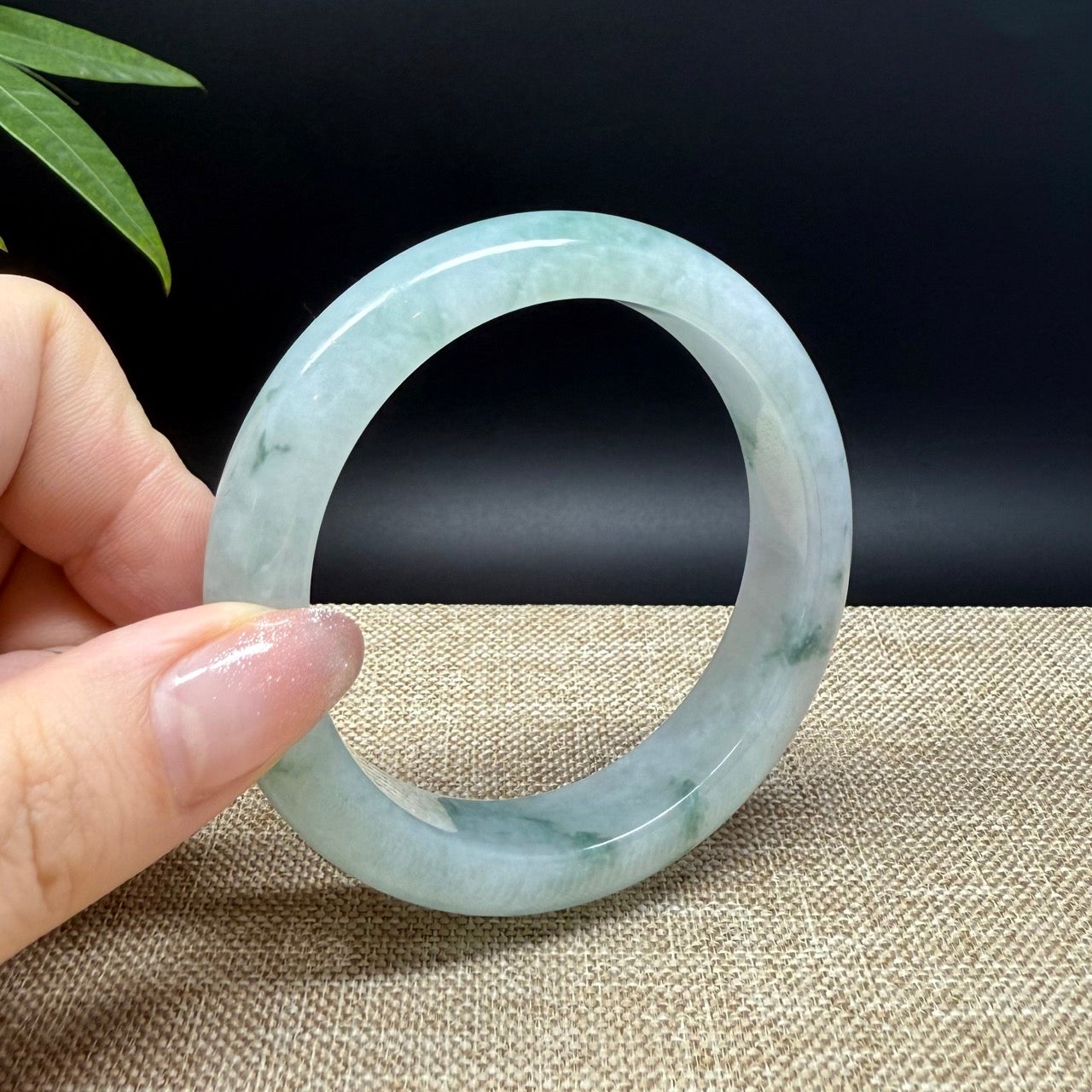 Genuine Burmese Icy Green Jade Jadeite Bangle Bracelet ( 55.4mm )