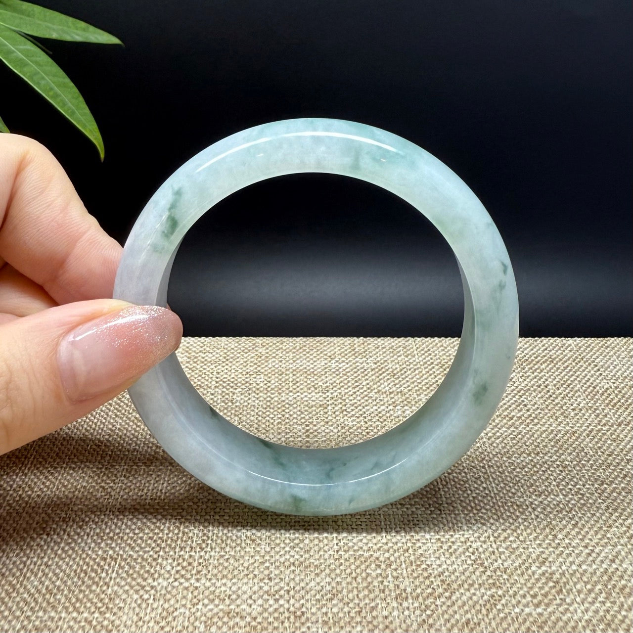Genuine Burmese Icy Green Jade Jadeite Bangle Bracelet ( 55.4mm )