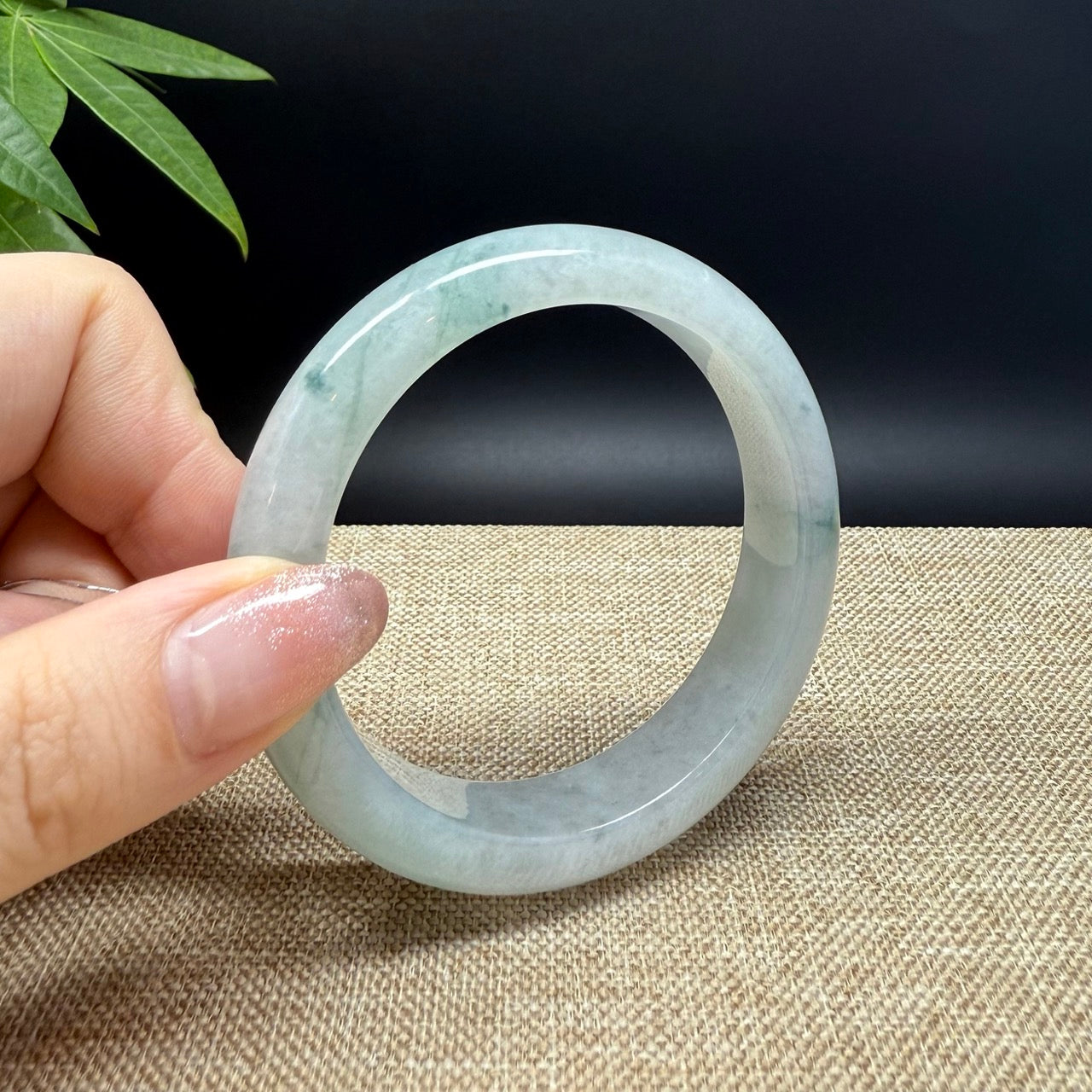 Genuine Burmese Icy Green Jade Jadeite Bangle Bracelet ( 54.6mm )