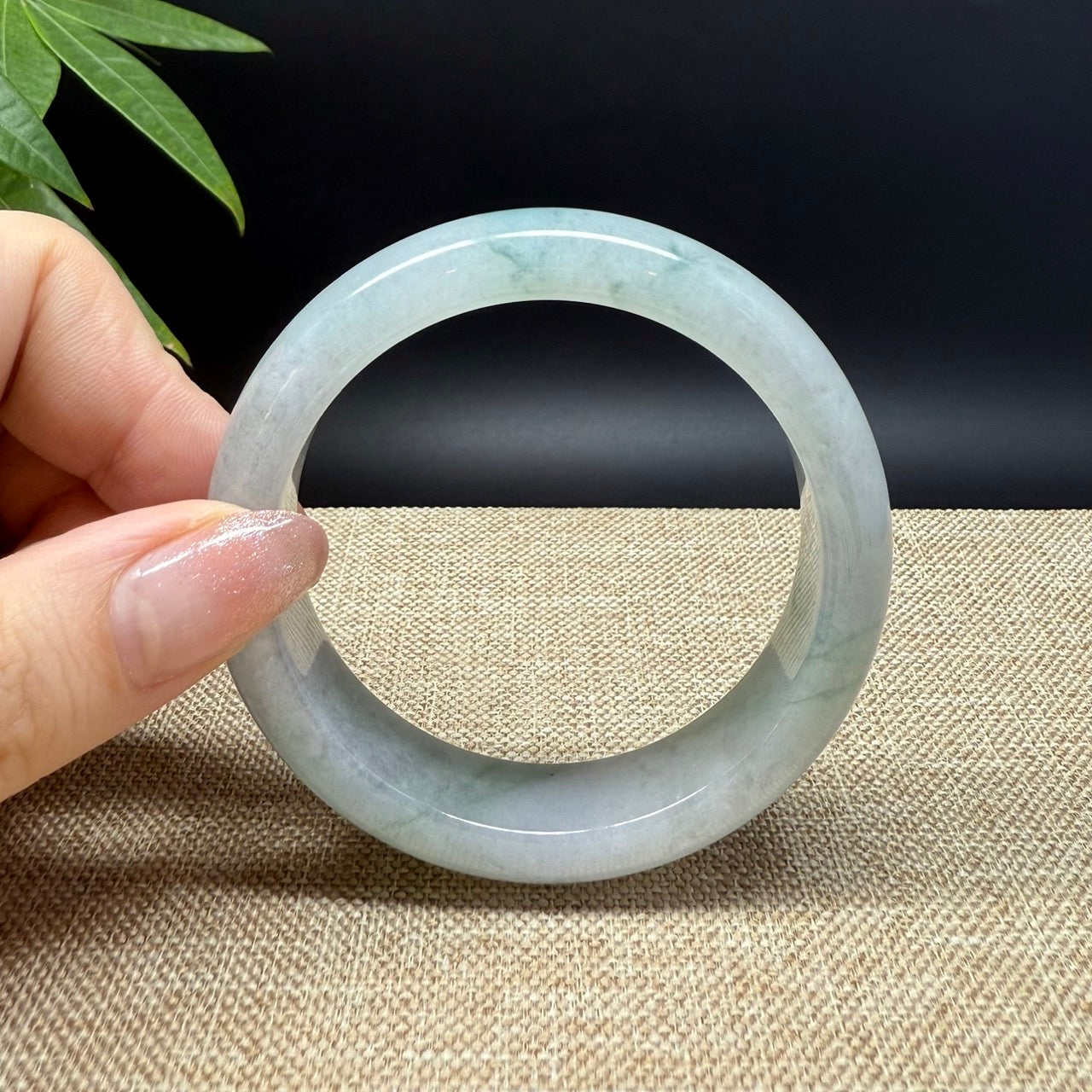 Genuine Burmese Icy Green Jade Jadeite Bangle Bracelet ( 54.6mm )