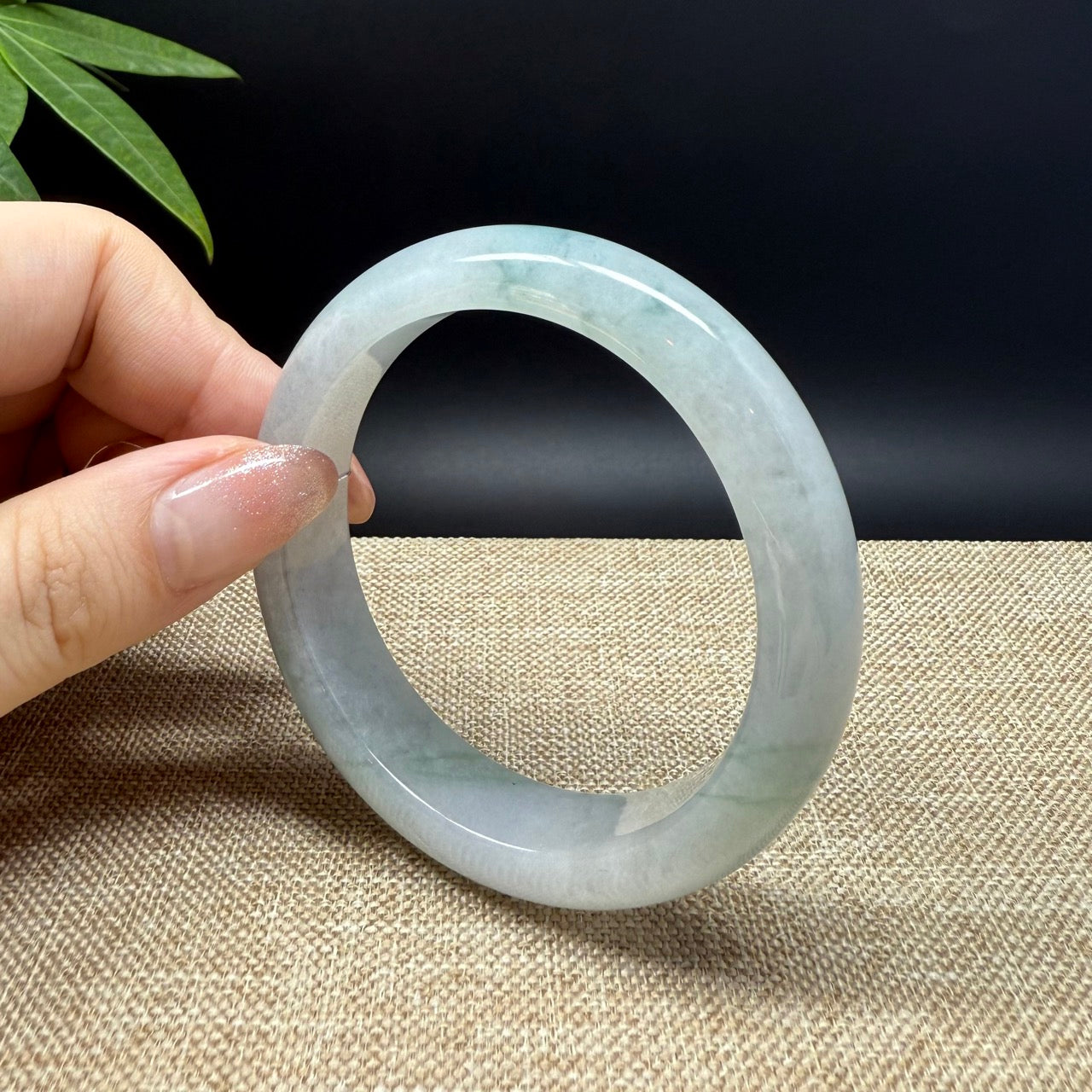 Genuine Burmese Icy Green Jade Jadeite Bangle Bracelet ( 54.6mm )
