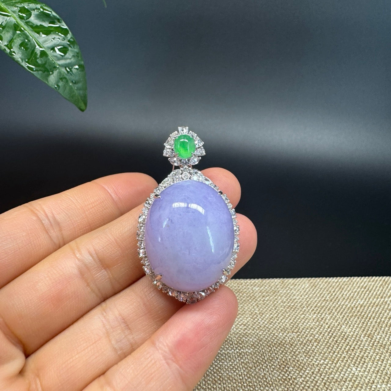 RealJade® Co. Genuine Lavender Jadeite Jade Good  Necklace With 18K White Gold Bail