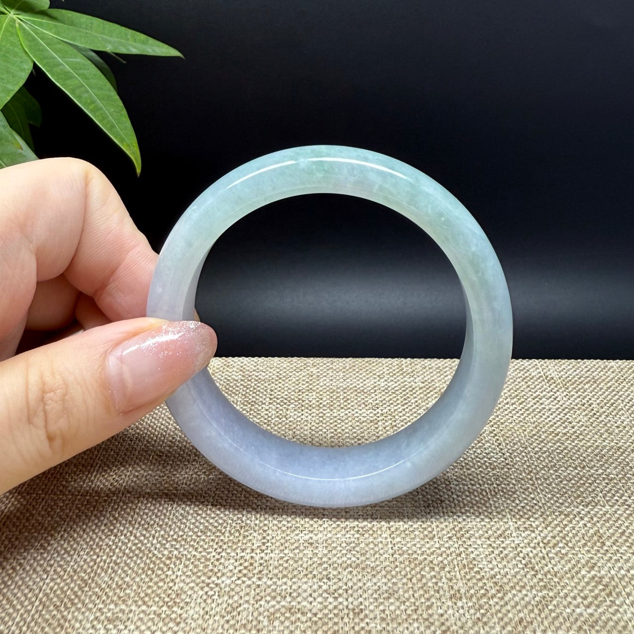 Genuine Burmese Lavender Green Jade Jadeite Bangle Bracelet ( 54.2mm )