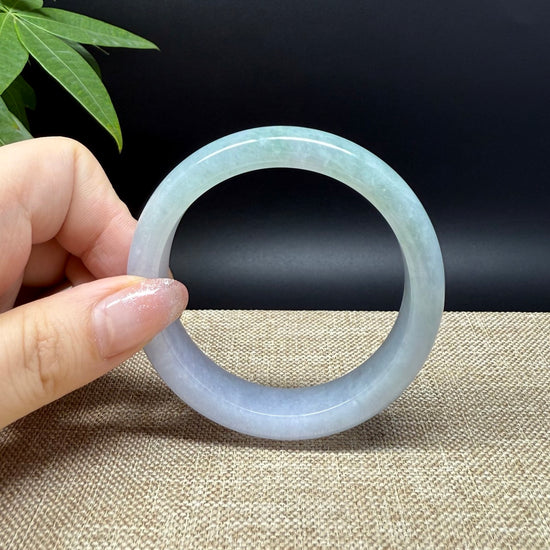Genuine Burmese Lavender Green Jade Jadeite Bangle Bracelet ( 54.2mm )