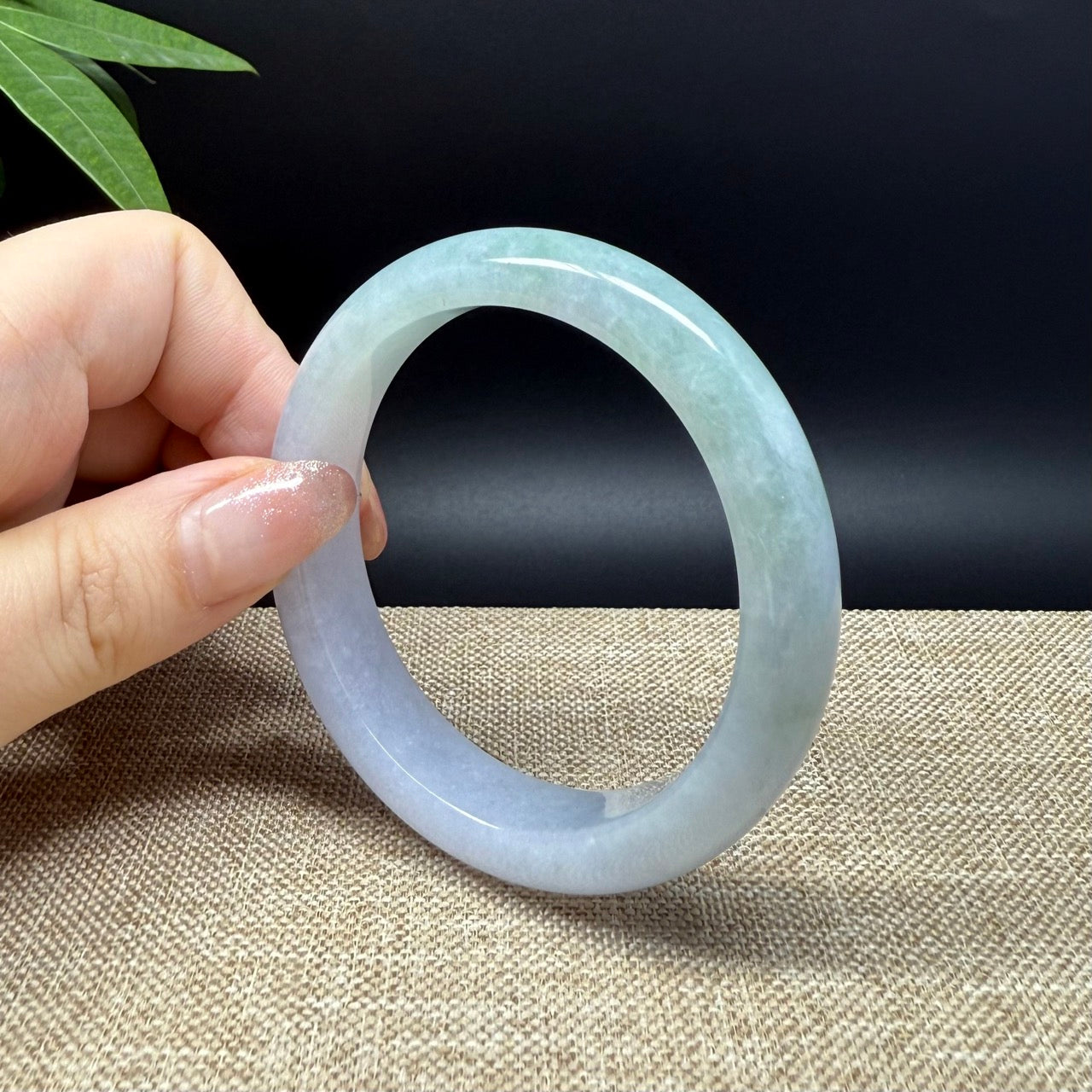 Genuine Burmese Lavender Green Jade Jadeite Bangle Bracelet ( 54.2mm )