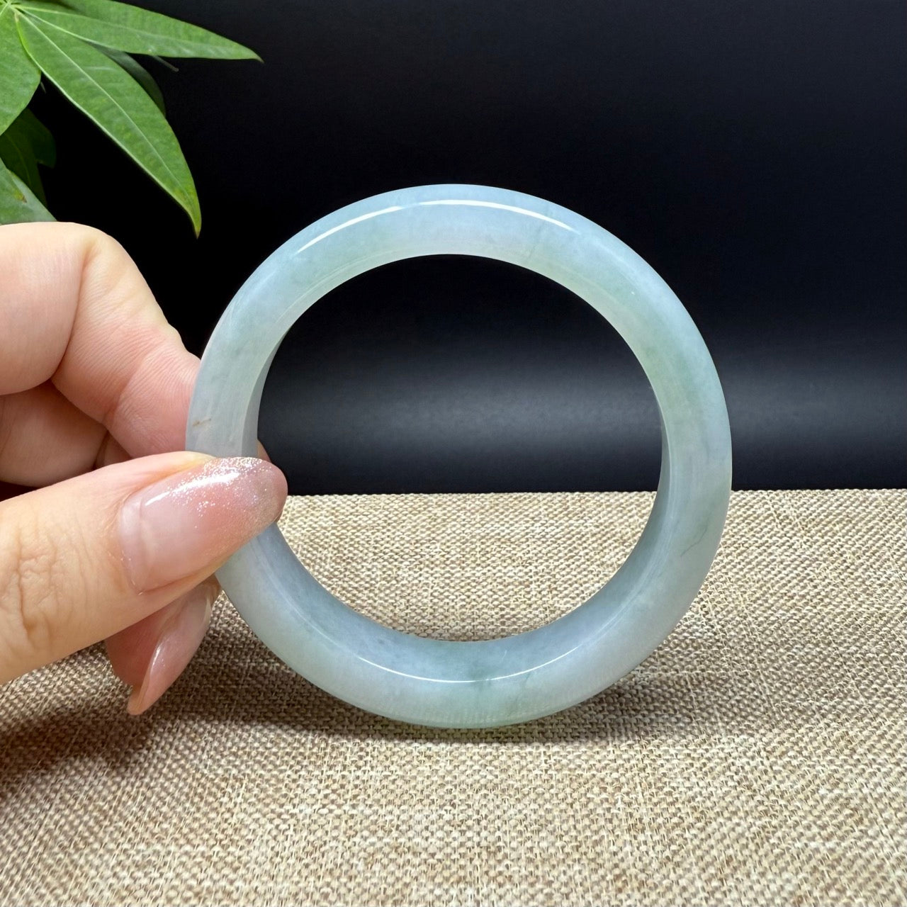 Genuine Burmese Lavender Green Jade Jadeite Bangle Bracelet ( 54.2mm )