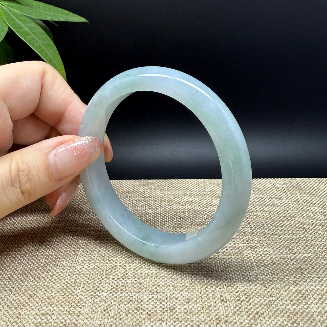 Genuine Burmese Lavender Green Jade Jadeite Bangle Bracelet ( 54.2mm )
