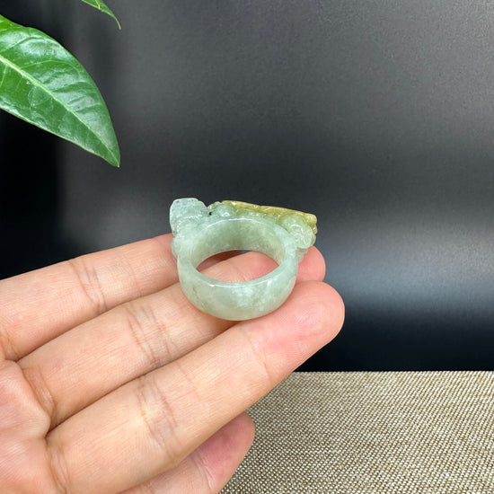 Burmese Yellow Jadeite Jade Men's Band Ring