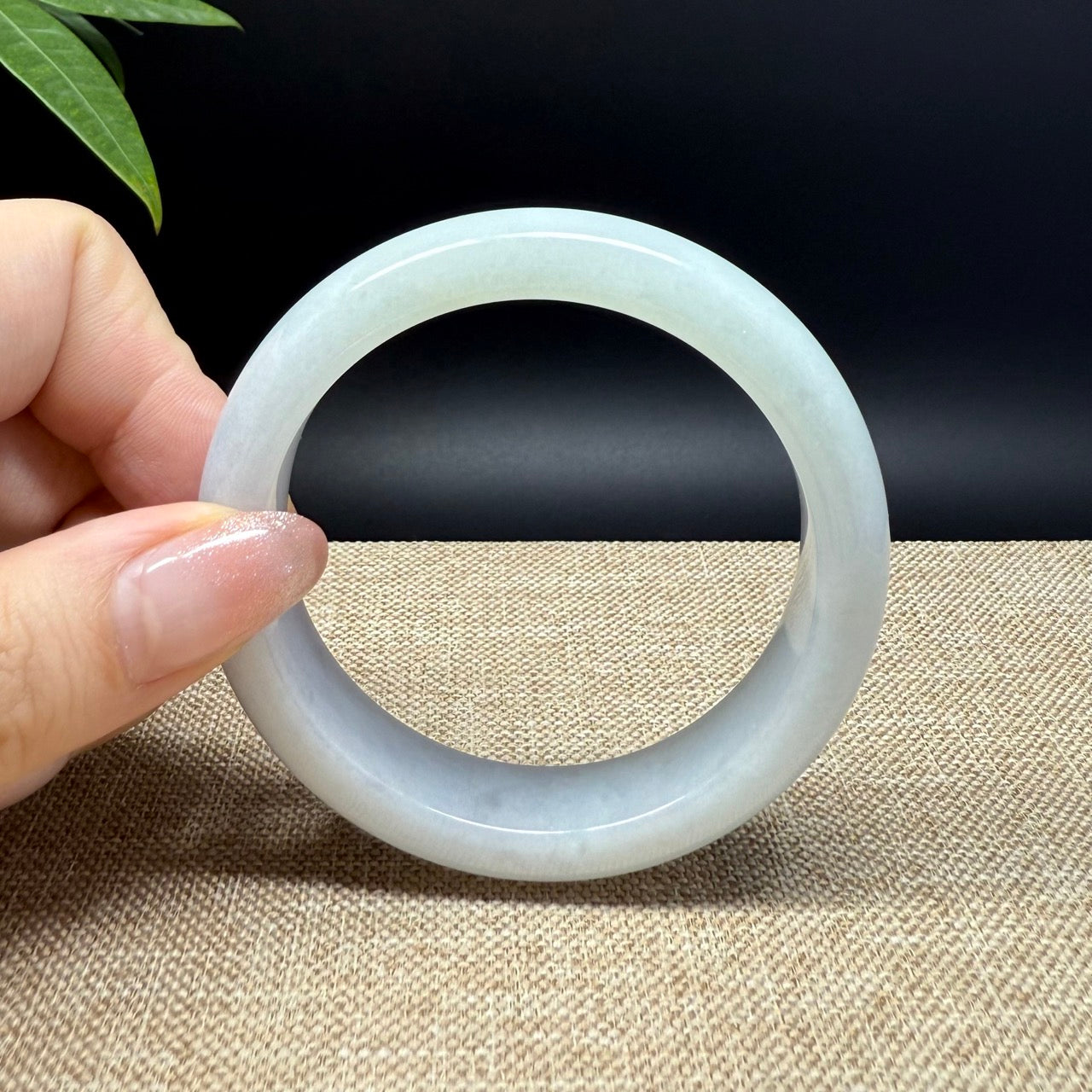 Genuine Burmese Lavender Green Jade Jadeite Bangle Bracelet ( 54.7mm )