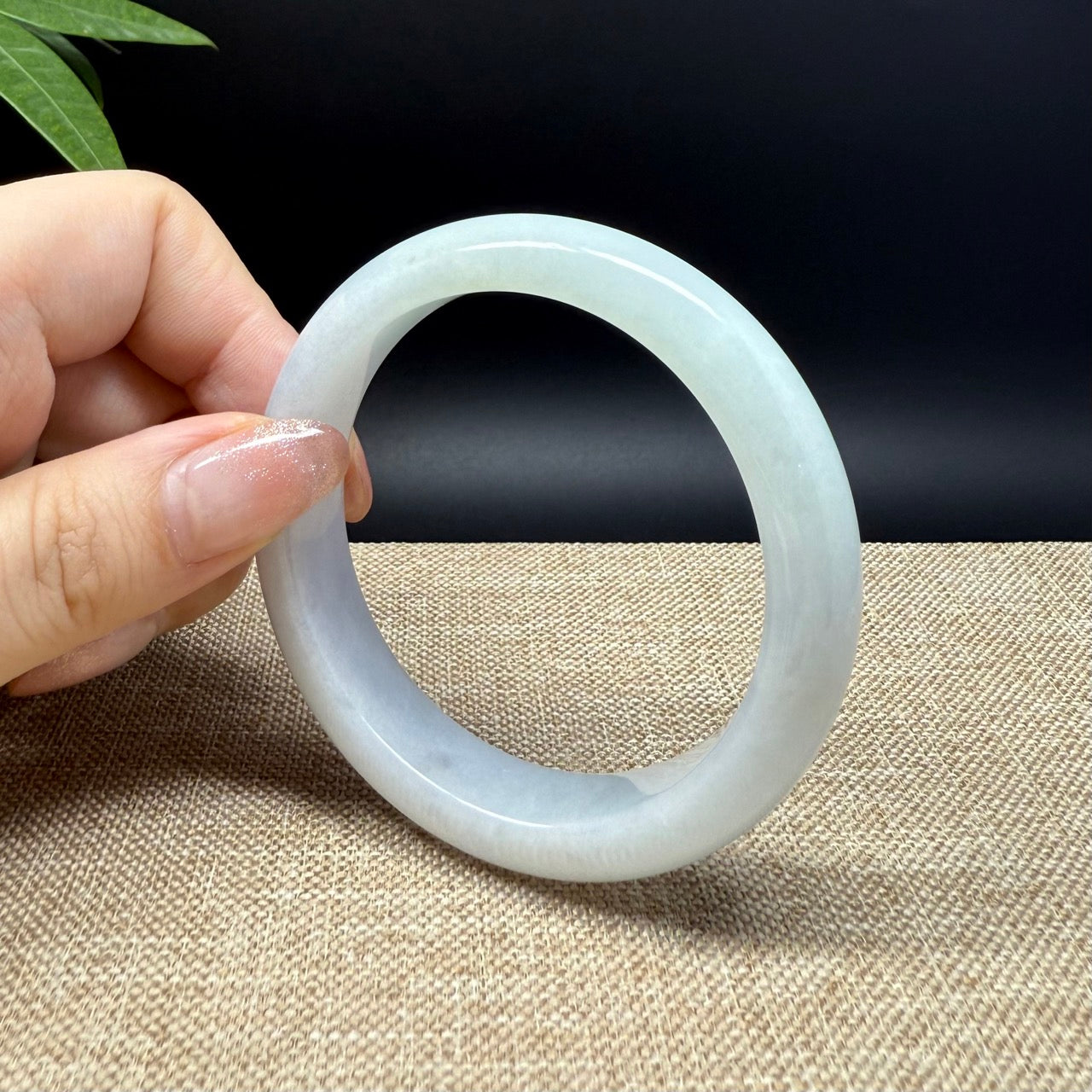 Genuine Burmese Lavender Green Jade Jadeite Bangle Bracelet ( 54.7mm )