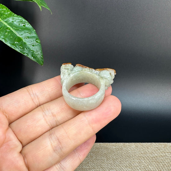 Burmese Yellow Jadeite Jade Men's Band Ring