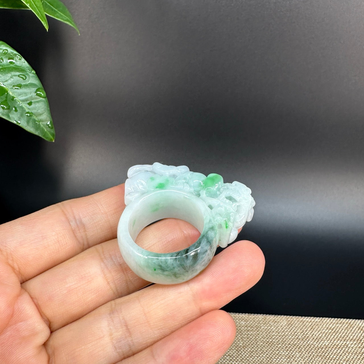 Burmese Yellow Jadeite Jade Men's Band Ring