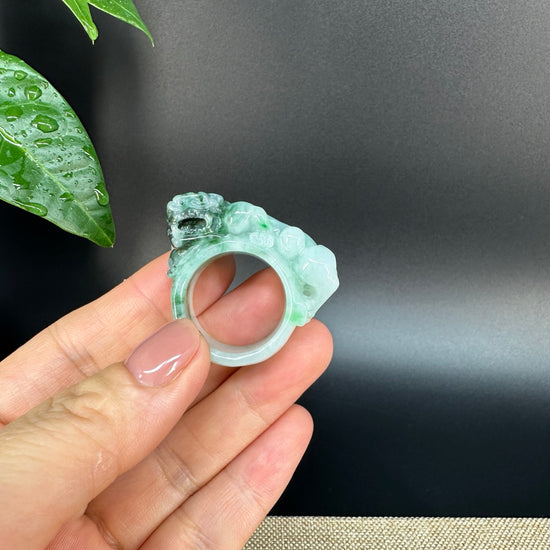 Burmese Green Jadeite Jade Men's Band Ring