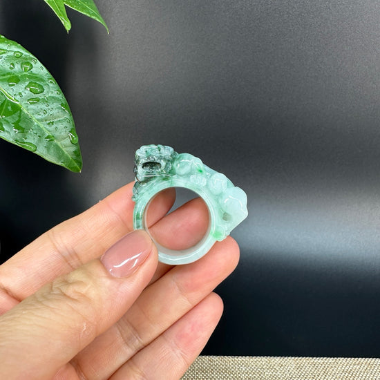 Burmese Green Jadeite Jade Men's Band Ring