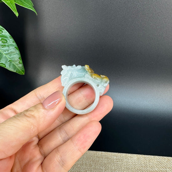 Burmese Yellow Jadeite Jade Men's Band Ring