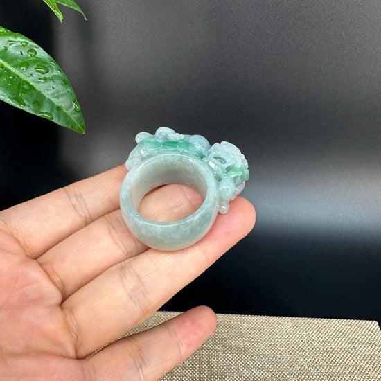 Burmese Green Jadeite Jade Men's Band Ring