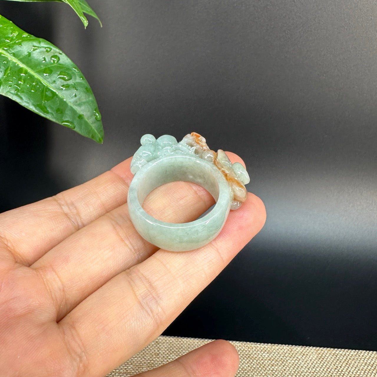 Burmese Yellow Jadeite Jade Men's Band Ring