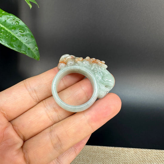 Burmese Yellow Jadeite Jade Men's Band Ring