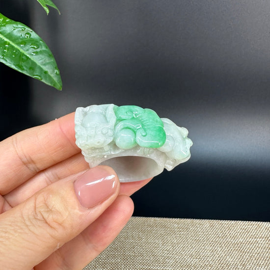 Burmese Green Jadeite Jade Men's Band Ring