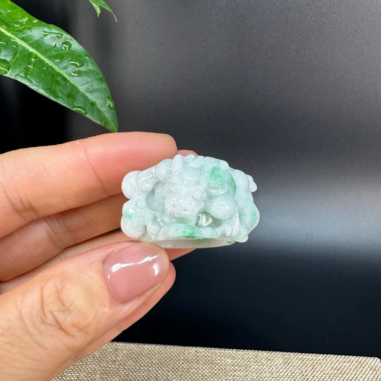 Burmese Yellow Jadeite Jade Men's Band Ring