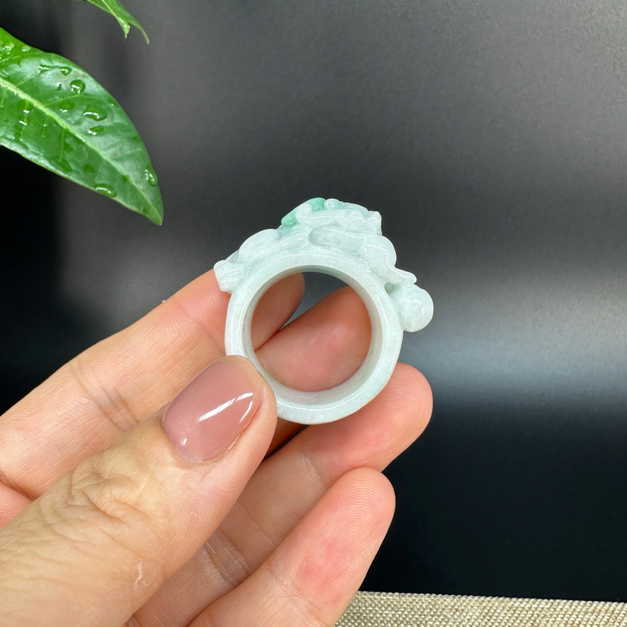 Burmese Yellow Jadeite Jade Men's Band Ring