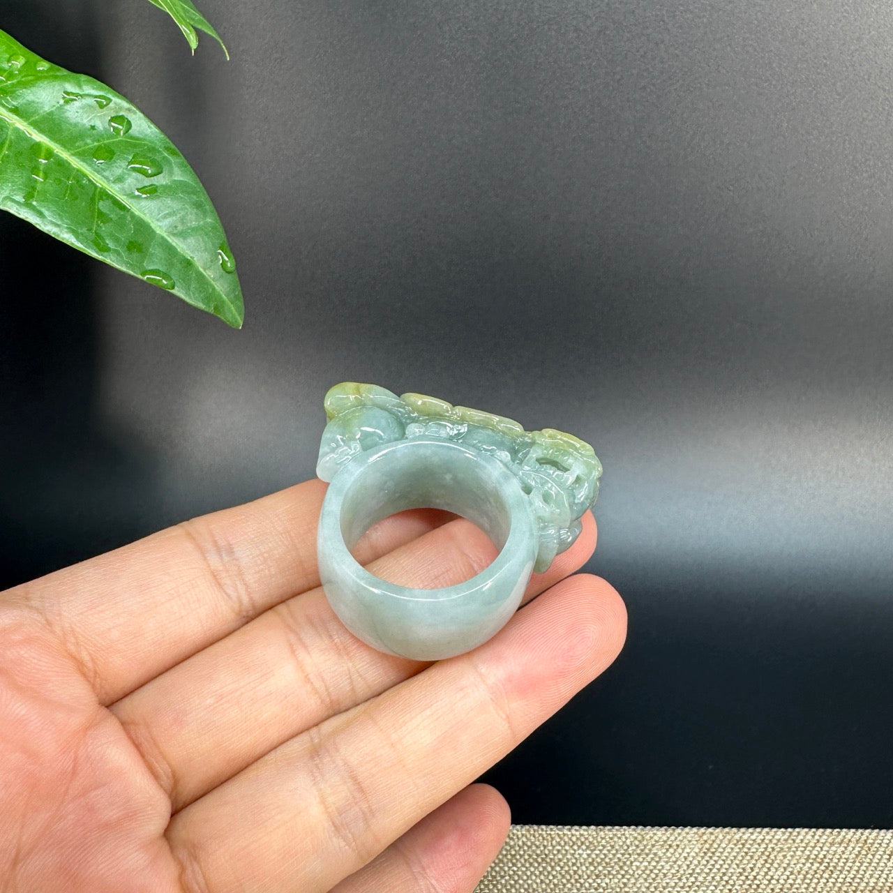 Burmese Yellow Jadeite Jade Men's Band Ring