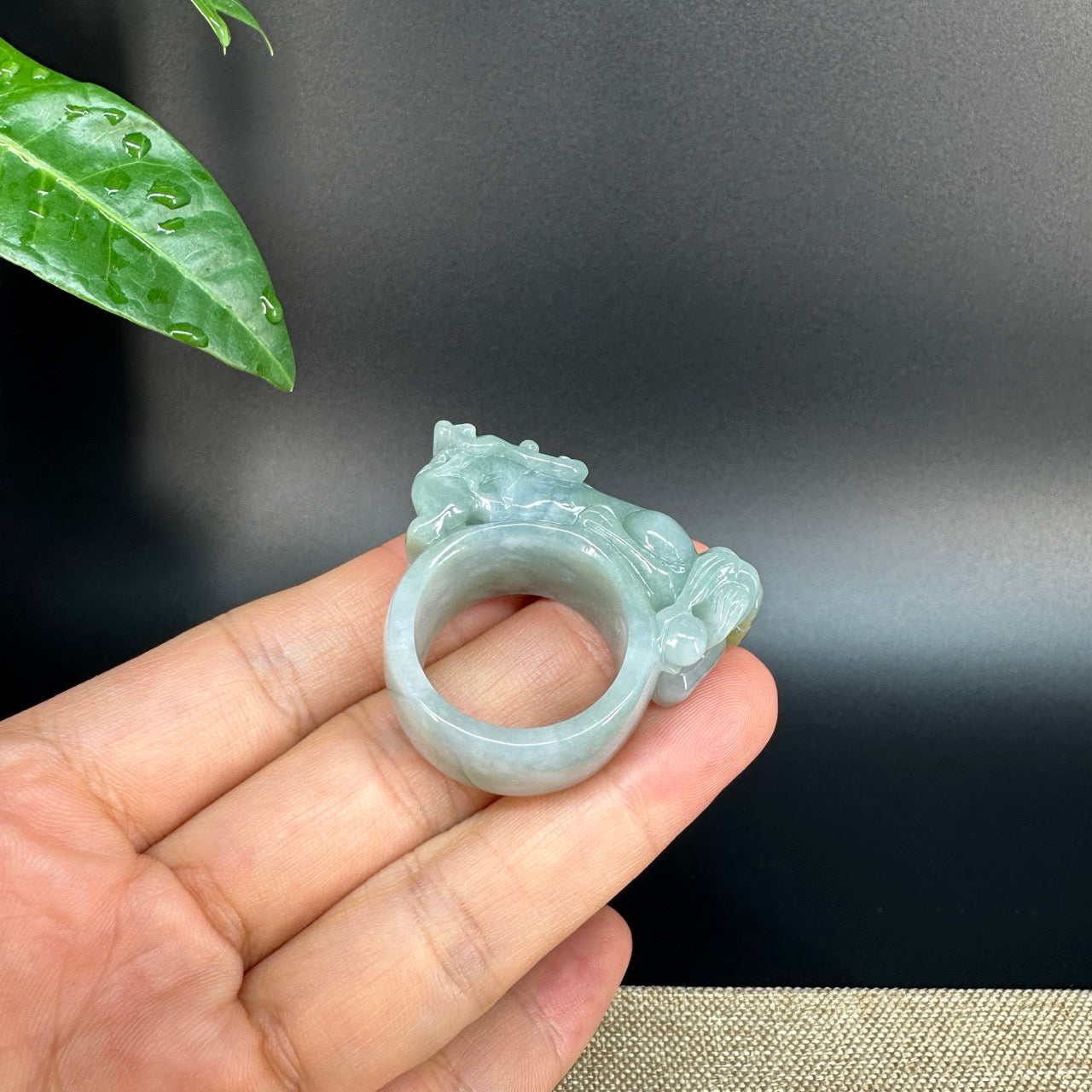 Burmese Yellow Jadeite Jade Men's Band Ring