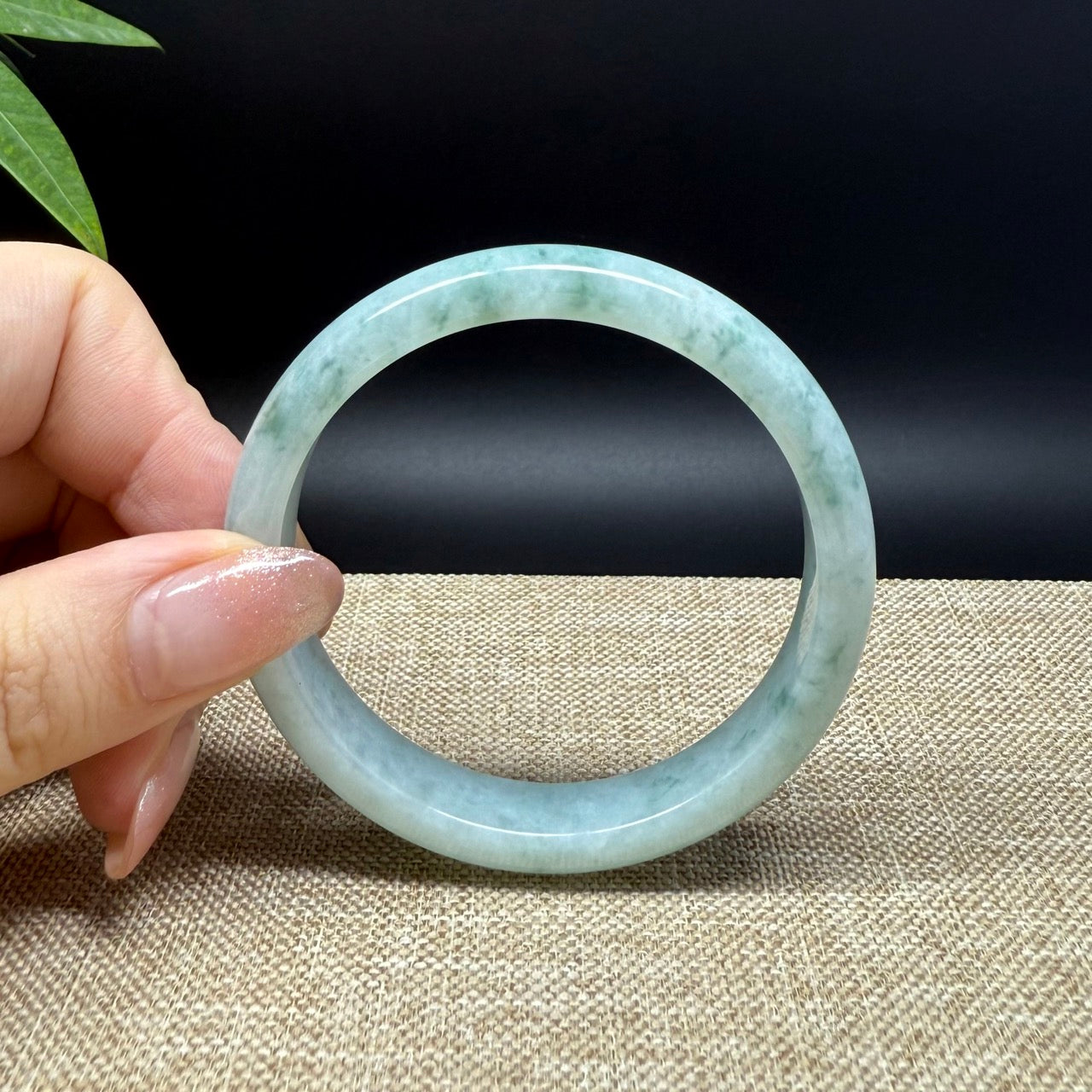 Genuine Burmese Green Jade Jadeite Bangle Bracelet ( 54.3mm )