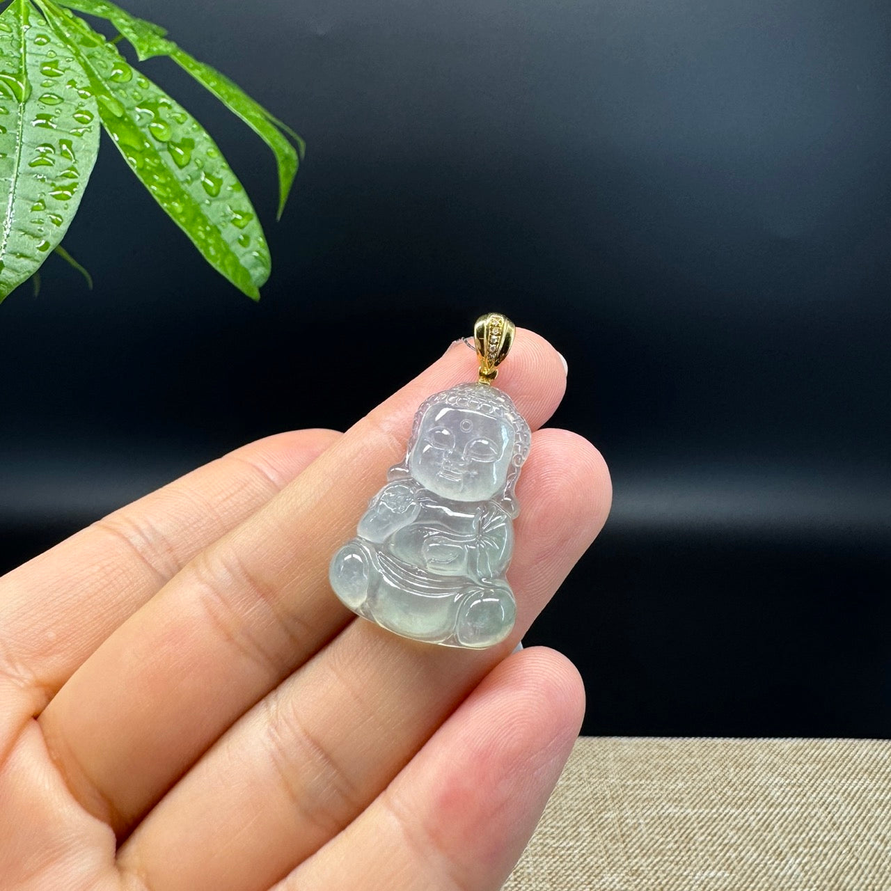 Burmese Icy Jadeite Jade Happy Baby Buddha Pendant