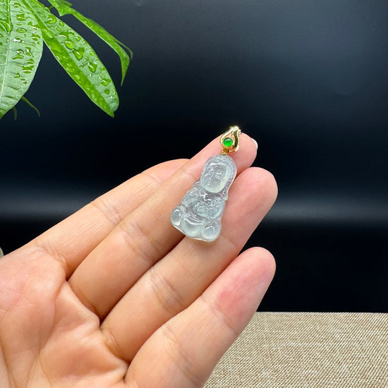 Burmese Icy Jadeite Jade Happy Baby Buddha Pendant