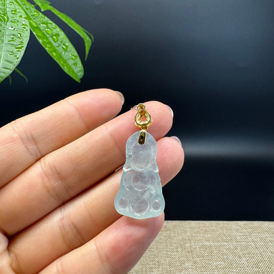 Burmese Icy Jadeite Jade Happy Baby Buddha Pendant