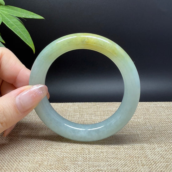 Genuine Burmese Yellow Green Jade Jadeite Bangle Bracelet ( 55.9mm )