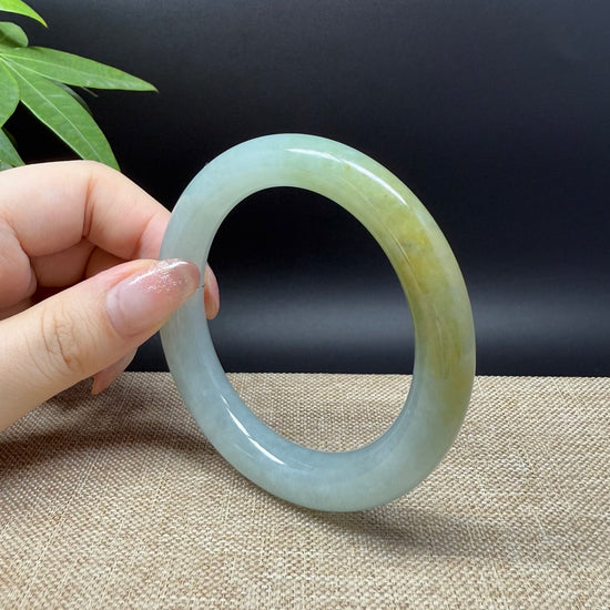 Genuine Burmese Yellow Green Jade Jadeite Bangle Bracelet ( 55.9mm )