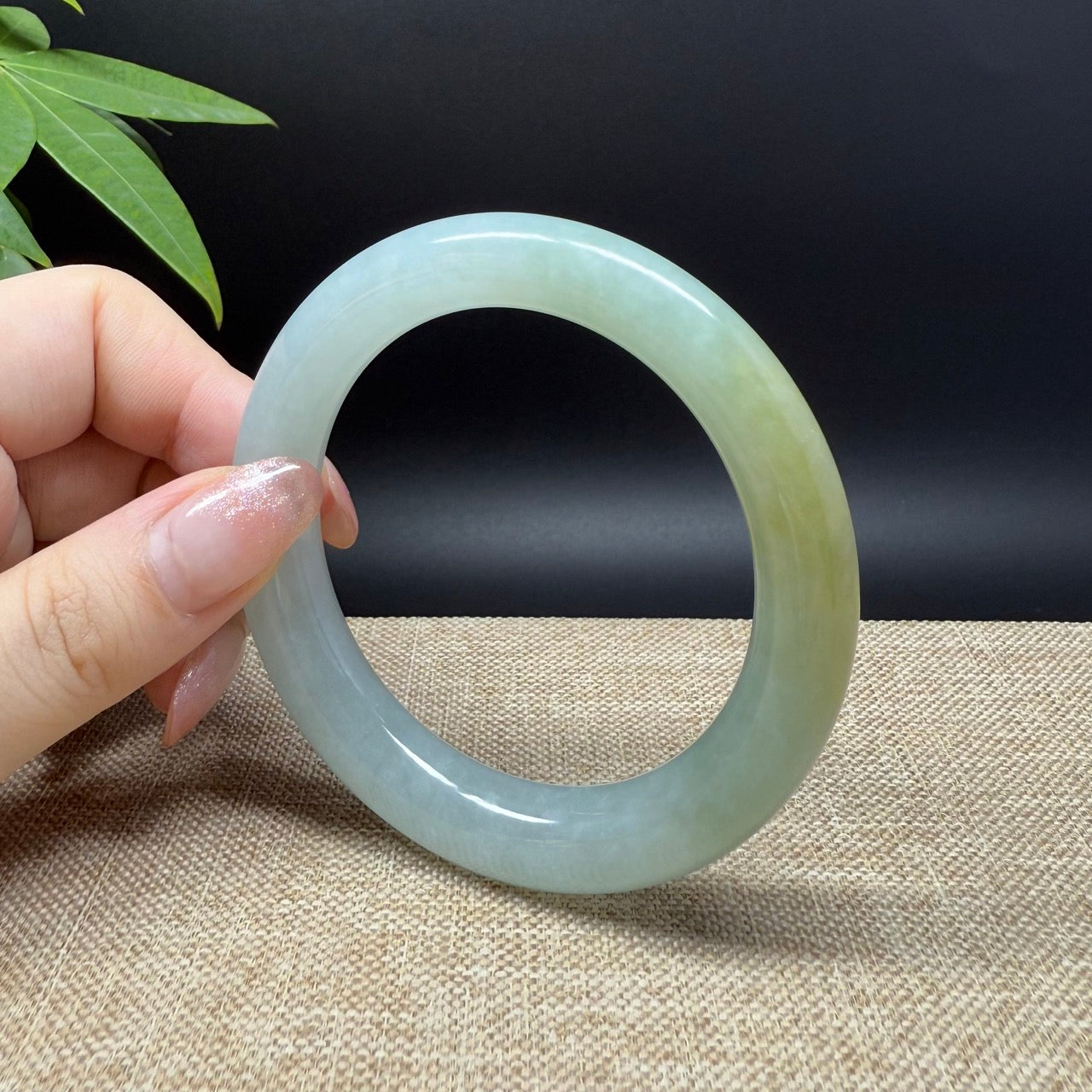 Genuine Burmese Yellow Green Jade Jadeite Bangle Bracelet ( 55.9mm )