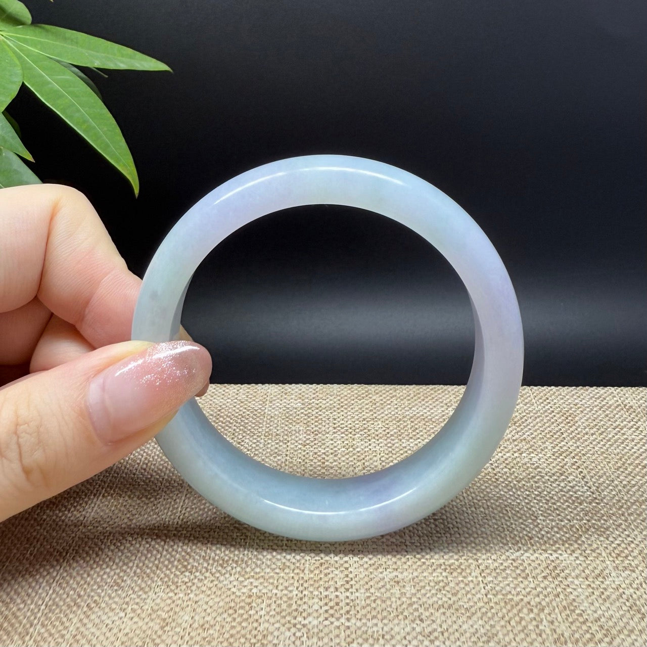 Genuine Burmese Lavender Green Jade Jadeite Bangle Bracelet ( 55.5mm )