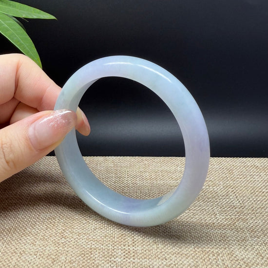 Genuine Burmese Lavender Green Jade Jadeite Bangle Bracelet ( 55.5mm )