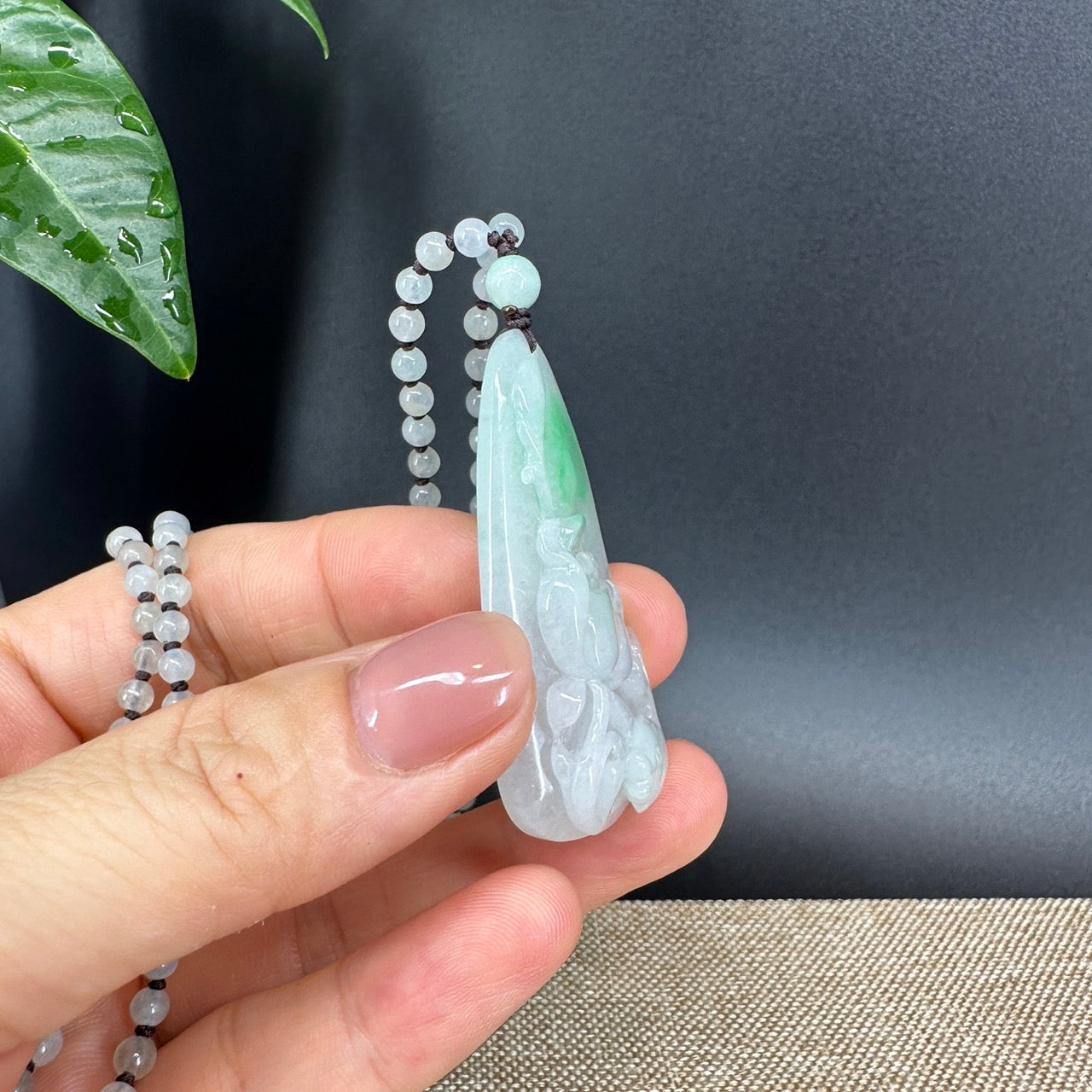 RealJade® Co.  Genuine Burmese Jadeite Jade  Fish and Lotus Pendant Necklace