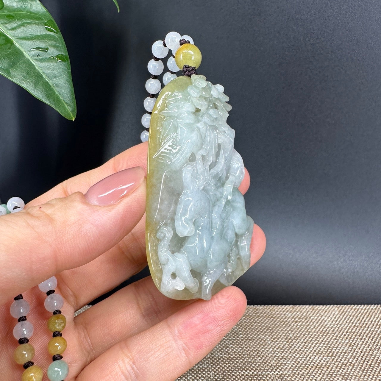 RealJade® Co.  Genuine Burmese Jadeite Jade Horse Pendant Necklace