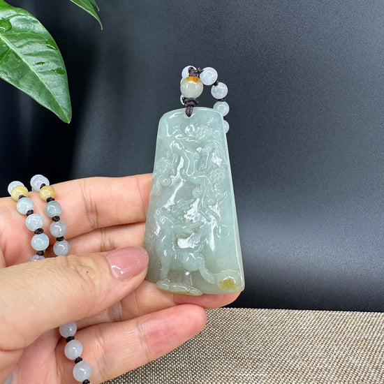 RealJade® Co.  Genuine Burmese Jadeite Jade Sika Deer Pendant Necklace